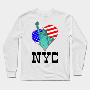 Statue of Liberty in the heart and NYC Long Sleeve T-Shirt